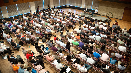 Attendees listen to a keynote talk at Entrepreneur@NU 2012.