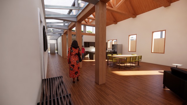 Indoor view - the glass-roofed hallway