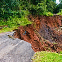 Landslide on a road