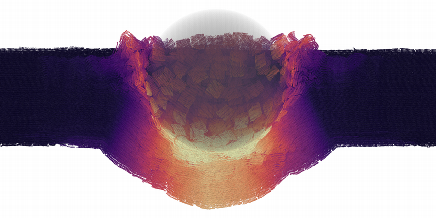 Impact of microprojectile to a graphene oxide thin film // Credits: A. Rotta Loria