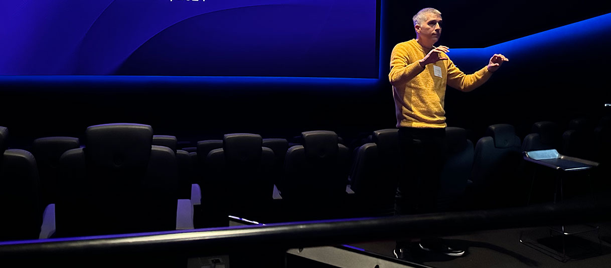 Professor Bryan Pardo presenting at the Dolby Laboratories ‘Future of Cinema’ Summit 