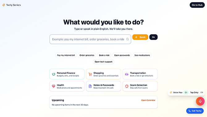 Abraham Flynn’s Techy Seniors digital support platform is designed to help older adults confidently navigate technology using AI-assisted guidance and intelligent solution guides.