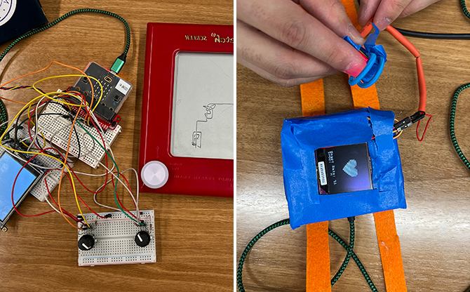 Etch-a-Sketch (l) and Micro:beat (r)