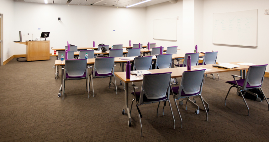 A seminar room seats 48 people and can be configured for faculty meetings, lectures, and industry talks.