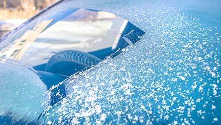 A frosty windshield