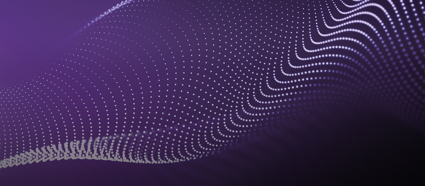 Abstract wave form of dots on purple background