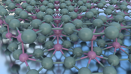 Illustration depicting the atomic structure of double-layer borophene