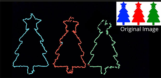 An image of Christmas trees drawn by drones