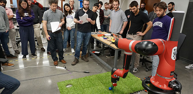 Josh Cohen took Embedded Systems in Robotics and he and his team worked on a project to build a mini-golfing robot.